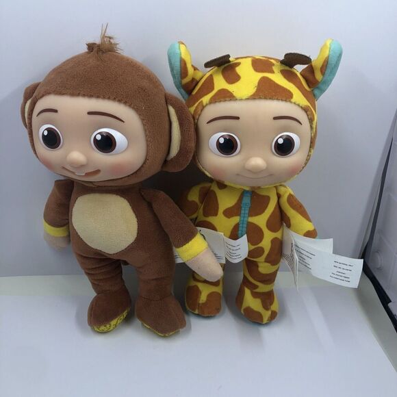 Lot of 2 Cocomelon JJ Giraffe & Monkey 8" Plush Doll Soft Toy w/ Plastic Face - Picture 2 of 12